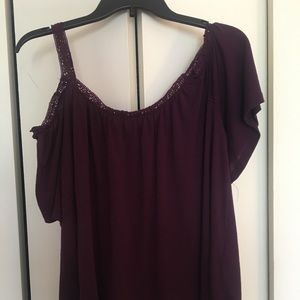 M Purple Cold Shoulder Top